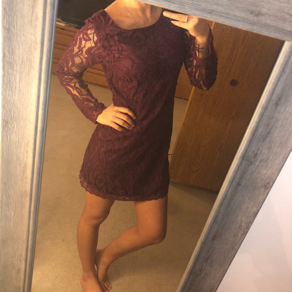 Lace burgundy dress